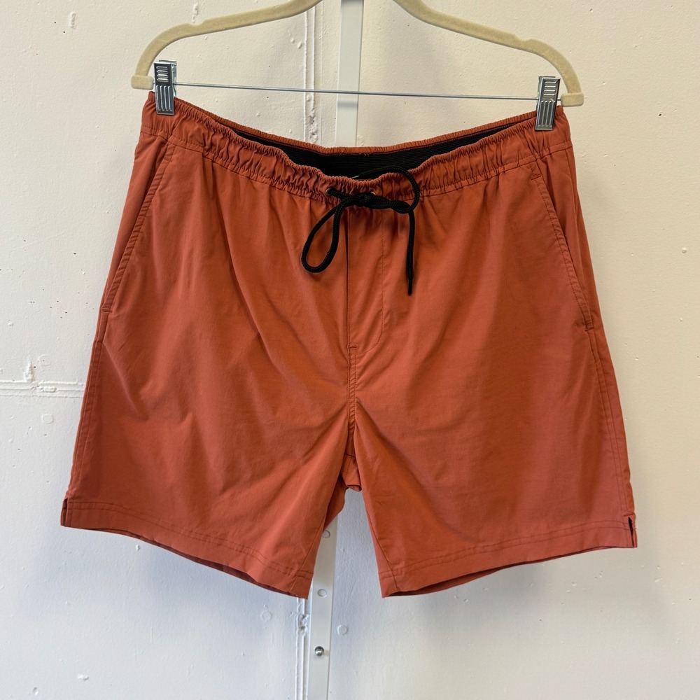Everlane ReNew Swim Shorts Mens Large Clay Orange Recycled Nylon Trunks 7 Inseam